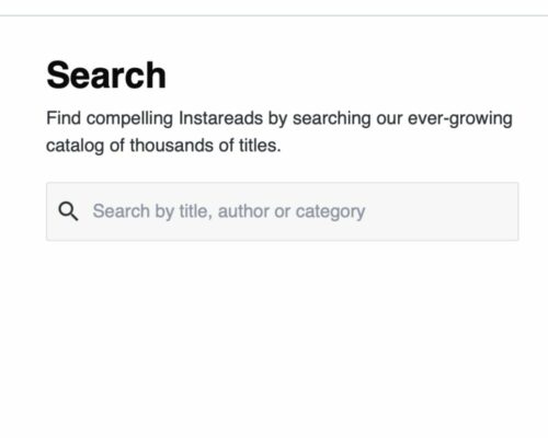 Instaread review: As with most services, Instaread has a “Search” bar for looking up collections and titles.