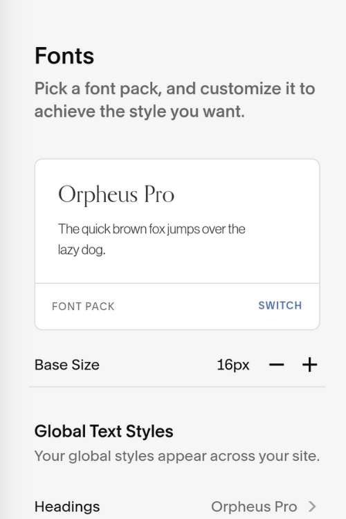 Is Squarespace a good website builder: You can make customizations through the design section, such as picking different font sizes.