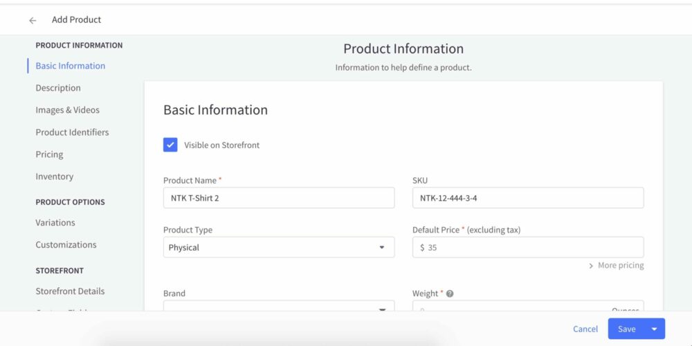 bigcommerce seo review: Through BigCommerce, you can easily add products with many options for customizations