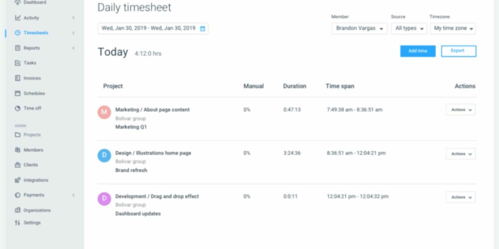 Hubstaff review: Hubstaff allows you to create electronic timesheets instead of physical ones.