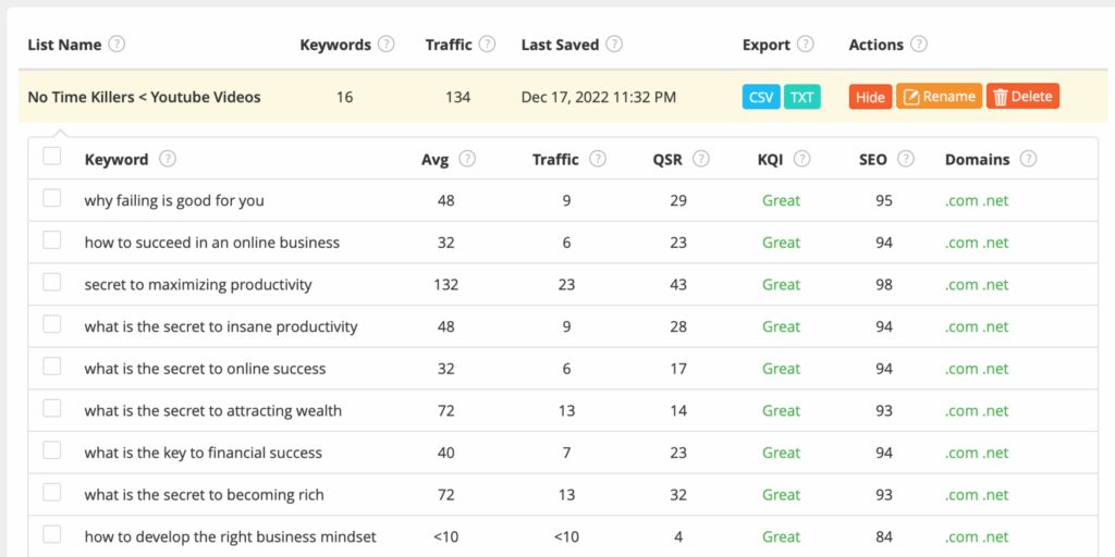 Is Jaaxy the best keyword research tool? Jaaxy has a saved listed section where you can keep all keywords for future reference.
